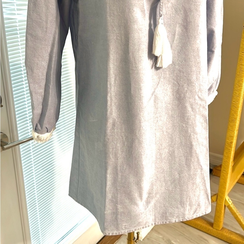 Sail to Sable,Softly Ruffled Mini Dress or Tunic, Tassled Front, EUC, Size XSP - Picture 5 of 9
